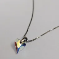 Sterling Silver Crystal Love Heart Necklace AB Box Chain - Image 2