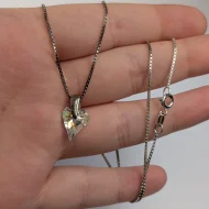 Sterling Silver Crystal Love Heart Necklace AB Box Chain - Image 10
