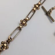 Antique Gold Plated Fancy Link Albert Chain Fob Dog Clip T Bar - Image 5