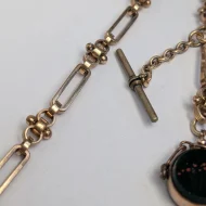 Antique Gold Plated Fancy Link Albert Chain Fob Dog Clip T Bar - Image 6