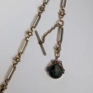Antique Gold Plated Fancy Link Albert Chain Fob Dog Clip T Bar - Image 7