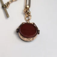 Antique Gold Plated Fancy Link Albert Chain Fob Dog Clip T Bar - Image 9