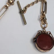 Antique Gold Plated Fancy Link Albert Chain Fob Dog Clip T Bar - Image 10