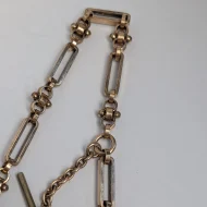 Antique Gold Plated Fancy Link Albert Chain Fob Dog Clip T Bar - Image 11