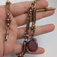 Antique Gold Plated Fancy Link Albert Chain Fob Dog Clip T Bar - Image 2