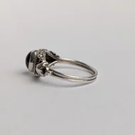 Vintage Sterling Silver Garnet Floral Shank Ring - Image 3