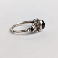 Vintage Sterling Silver Garnet Floral Shank Ring - Image 5