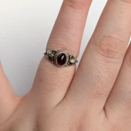 Vintage Sterling Silver Garnet Floral Shank Ring - Image 10