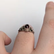 Vintage Sterling Silver Garnet Floral Shank Ring - Image 11