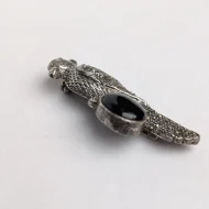Vintage Sterling Silver Marcasite Parrot Brooch, Onyx Bird Pin - Image 8