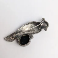Vintage Sterling Silver Marcasite Parrot Brooch, Onyx Bird Pin - Image 3