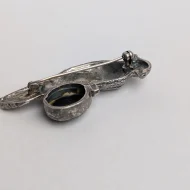 Vintage Sterling Silver Marcasite Parrot Brooch, Onyx Bird Pin - Image 4