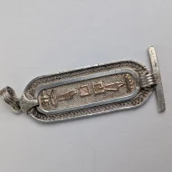 Vintage Sterling Silver Egyptian Hieroglyph Pendant Gold Accents - Image 6