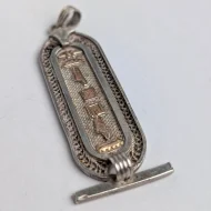 Vintage Sterling Silver Egyptian Hieroglyph Pendant Gold Accents - Image 7