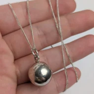 Vintage Sterling Silver Round Ball Necklace Pendant - Image 7