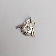 Vintage Silver Nuvo Key Charm, St Christopher Pendant - Image 4