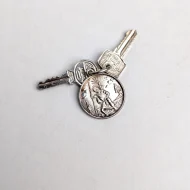 Vintage Silver Nuvo Key Charm, St Christopher Pendant - Image 5