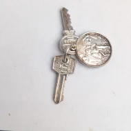 Vintage Silver Nuvo Key Charm, St Christopher Pendant - Image 2