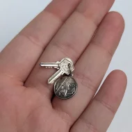 Vintage Silver Nuvo Key Charm, St Christopher Pendant - Image 3