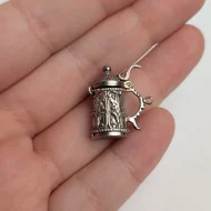Vintage Sterling Silver Beer Stein Tankard Charm, Opens German Bier Pendant - Image 7