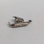Vintage Silver Viking Sail Boat Charm, Long Boat Dragon Pendant - Image 6
