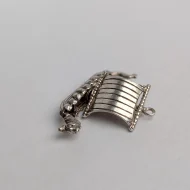 Vintage Silver Viking Sail Boat Charm, Long Boat Dragon Pendant - Image 2