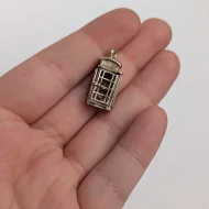 Vintage Silver British Telephone Box, Opens Pendant - Image 3