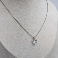Sterling Silver Crystal Love Heart Necklace AB Box Chain - Image 11