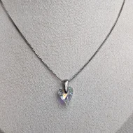 Sterling Silver Crystal Love Heart Necklace AB Box Chain - Image 12