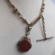 Antique Gold Plated Fancy Link Albert Chain Fob Dog Clip T Bar - Image 15