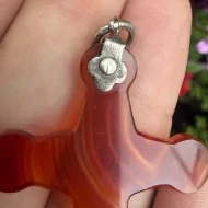 Antique Silver Banded Agate Cross Pendant Scottish - Image 3