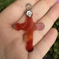 Antique Silver Banded Agate Cross Pendant Scottish - Image 7