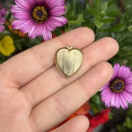 Vintage Gold Plated Heart Locket Pendant Engraved Cartouche Romantic Photo