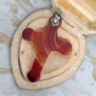 Antique Silver Banded Agate Cross Pendant Scottish