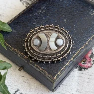Antique Silver Montrose Agate Oval Brooch Victorian Scottish Pin