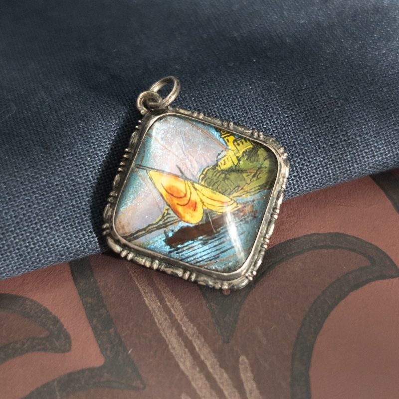 Vintage Sterling Silver Morpho Butterfly Wing Pendant
