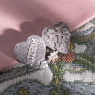 Antique Victorian Sterling Silver Mizpah Brooch Heart Ivy Leaf Foliate Pin