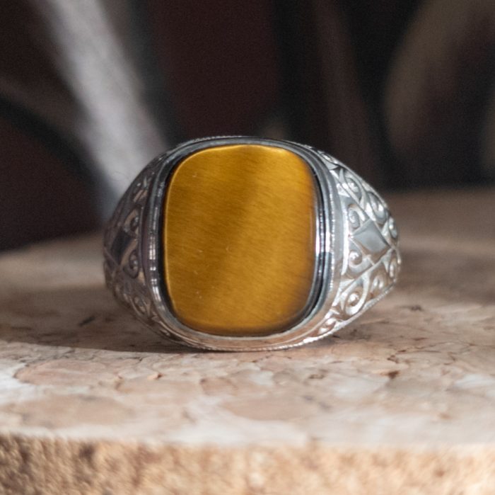 Vintage Sterling Silver Tigers Eye Signet Ring