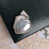 Vintage Sterling Silver Love Heart Locket Double Photo Pendant