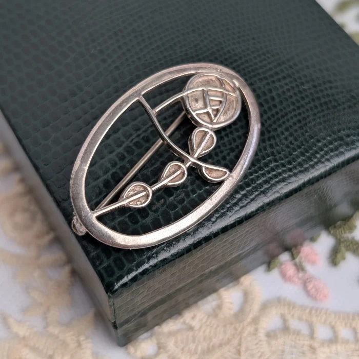 Vintage Sterling Silver Scottish Rose Brooch 925
