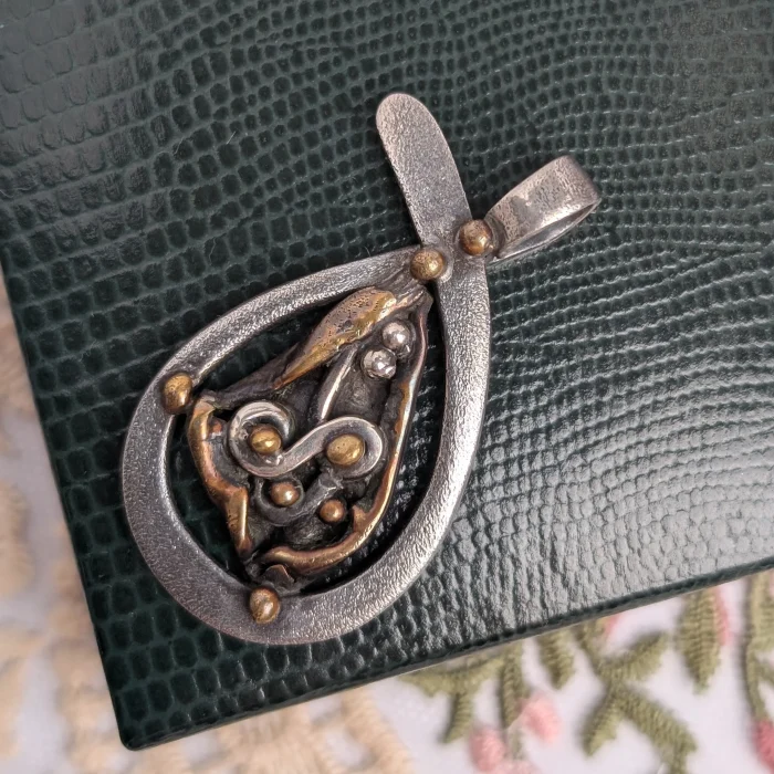 Vintage Sterling Silver Brutalist Abstract Pendant