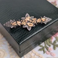 Antique Sterling Silver Gold Accent Ivy Leaf Brooch Sweetheart