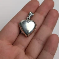 Vintage Sterling Silver Love Heart Locket Double Photo Pendant - Image 7