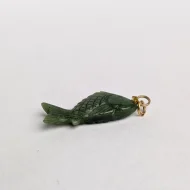 Vintage Green Stone Fish Pendant Charm Good Luck - Image 3