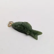 Vintage Green Stone Fish Pendant Charm Good Luck - Image 5