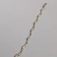 Vintage Sterling Silver Wave Panel Bracelet 925 Hollow - Image 3