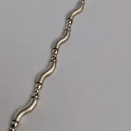 Vintage Sterling Silver Wave Panel Bracelet 925 Hollow - Image 4