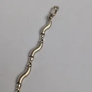 Vintage Sterling Silver Wave Panel Bracelet 925 Hollow - Image 5