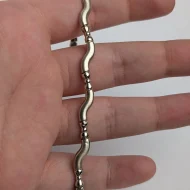 Vintage Sterling Silver Wave Panel Bracelet 925 Hollow - Image 2