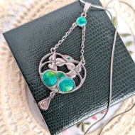 Antique Sterling Silver Enamel Necklace Pendant Charles Horner Edwardian